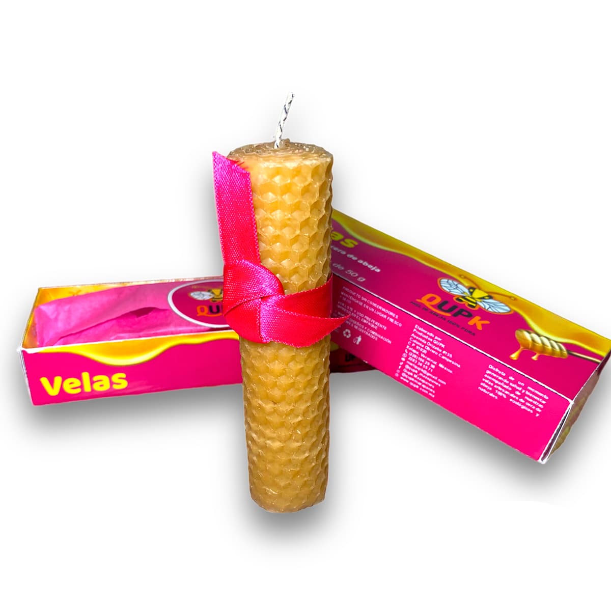 Vela de cera de abeja con miel, 1 pieza de 50 grs. QUPK